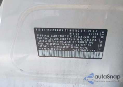 2014 Volkswagen Jetta Sportwagen 2.0L Tdi z USA, uszkodzony, nr VIN 3VWPL7AJXEM616411